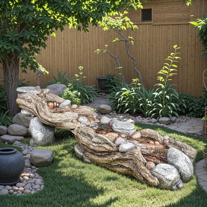 Jocoevol 60" Long Cascading Outdoor Rock Water Fountain, 5-Tier Tranquil River Waterfall, Realistic Rock Design, Serene Flowing Water Sound for Outdoor Garden, Patio, Landscaping, Home Decor