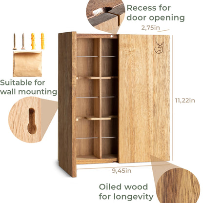 WALDWERK Tea Storage Organizer (9 Compartments) - Tea Organizer Made of Solid Acacia Wood - Tea Box with Wall Mounting Option - Tea Organizer and Storage - Tea Bag Holder - Plastic Free Tea Holder