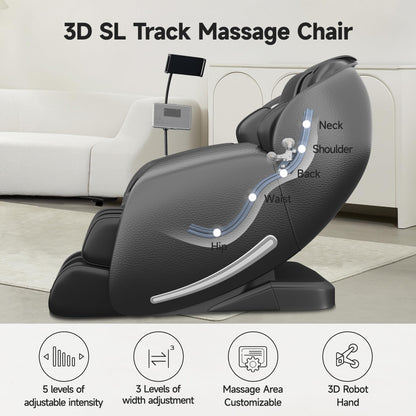 Real Relax Massage Chair Full Body with Unique Phone Controller, Zero Gravity 3D SL-Track Recliner with APP Control, Child Lock,Pause Button, Favor-06, Black