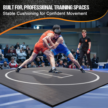 GianToucan Wrestling Mat for Home, ８’x ８’x 1.25” Grappling Mat for Wrestling, MMA, BJJ, Jiu Jitsu, Judo, Gym, Roll-Up Wrestling Practice Mat for Kids & Adults，Easy to Clean Indoor/Outdoor, Gray