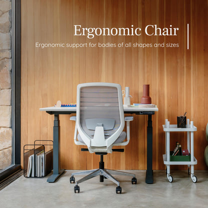Branch Ergonomic Chair - A Versatile Desk Chair with Adjustable Lumbar Support, Breathable Mesh Backrest, and Smooth Wheels - Experience Optimal Comfort and Support - Graphite - White