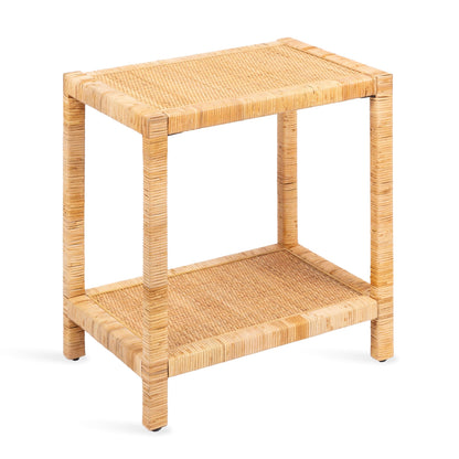 Kate and Laurel Rafina Coastal Rectangle Rattan Side Table, 22 x 14 x 24, Natural Brown, Transitional Boho Rectangular Woven Rattan End Table for Use as Living Room Decor Accent