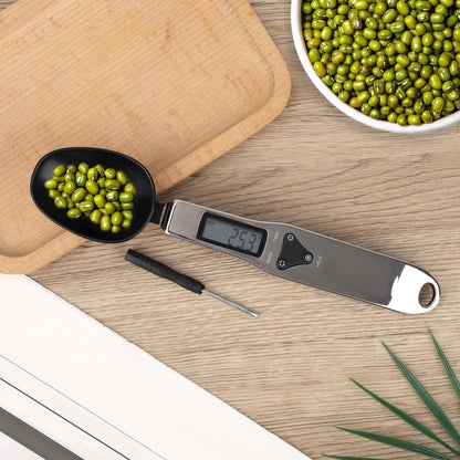 BTFO Electronic Food Measuring Spoon, Stainless Steel Digital Scoop Scale Small Baking Weight Cup with LCD Display 300g/0.1g High Precision Gram Kitchen Gadgets for Home Kitchen