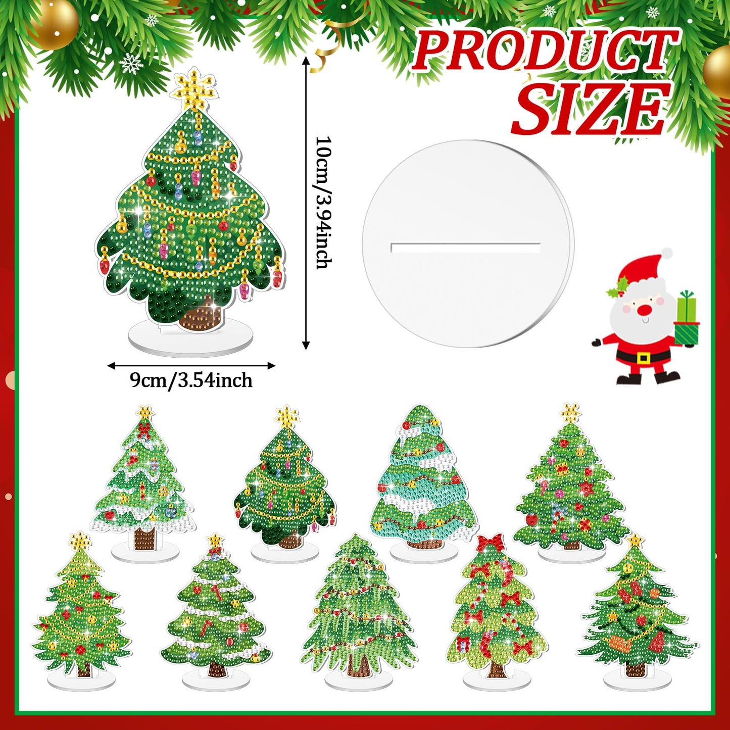 DoubleFill 9 Pcs Luminous Christmas Diamond Painting Tabletop Decor Double Sided Xmas Diamond Art Kits for Adults Glow in the Dark Christmas Centerpieces for Table Desktop DIY Crafts