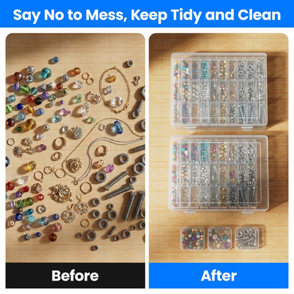 62PCS Small Bead Organizer, Bead Storage Containers, Transparent Box for Bead Organizers and Storage, Ideal for Jewelry, Beads, Screws, Seeds and Small Parts, Easy to Use and Quick to Find