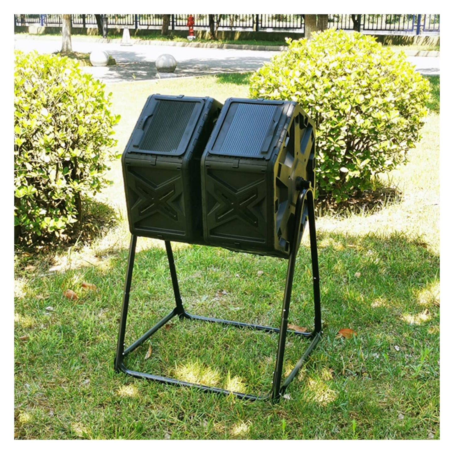 Kitchen Compost Bin, Compost Bin Tumbling Composter Rotating w/ 2 Doors Compost Bin, Dual Chamber All Season Heavy Duty Outdoor Gardening Composting Tumblers Garden Yard (140L/37 Gallon, Black) ,Indoo