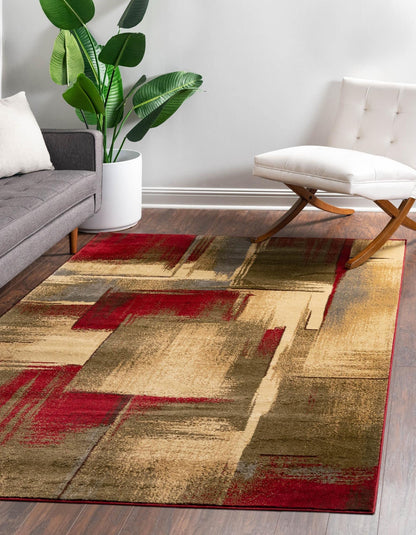 Unique Loom Barista Collection Area Rug - Timor (10' x 14' 1" Rectangle Multi/Red)