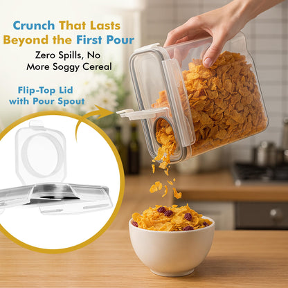 Shazo 2 Pack (15.4 Oz Cereal Capacity) Small Airtight Cereal Containers Storage with Lids, Perfect Space Saving BPA-Free Plastic Container, Pantry Organization and Canister for Rice, Sugar & Flour