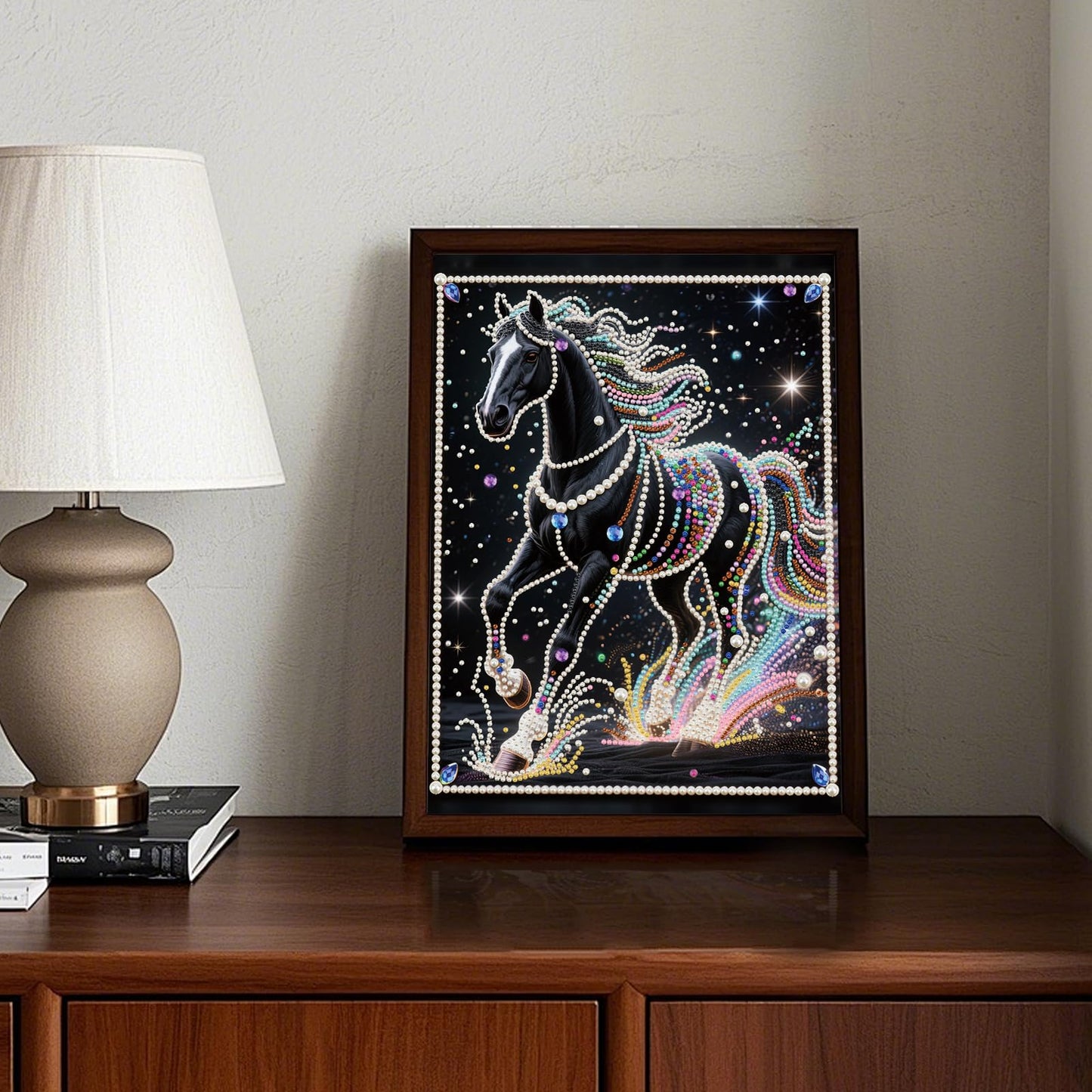 WSLWXSHM Pearl Diamond Painting Kits for Adults Horse, 5D Special Shape Diamond Art Kits for Beginners, Crystal Rhinestones Diamond Painting for Home Wall Decoration Gift 12×16inch/30×40cm Animal