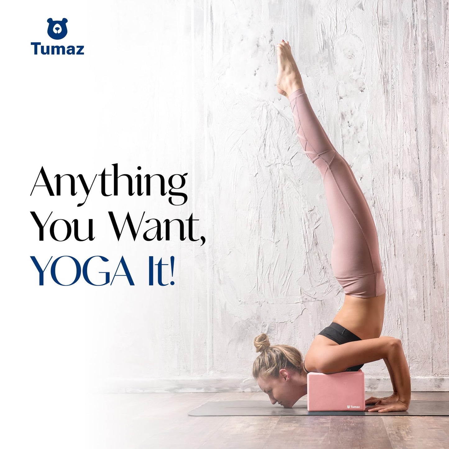 Tumaz Non-Slip Yoga Blocks 2-Pack - High Density/Lightweight EVA Foam & Natural Cork for Stability, Premium Set with E-Book Included