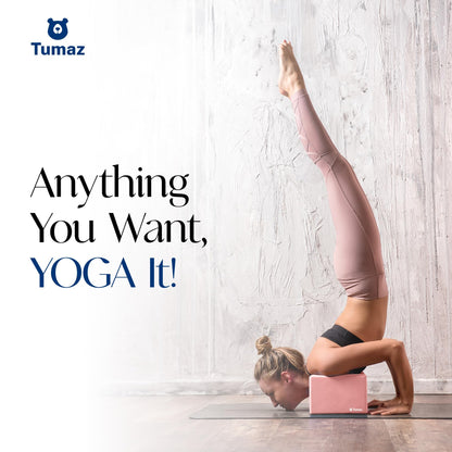Tumaz Non-Slip Yoga Blocks 2-Pack - High Density/Lightweight EVA Foam & Natural Cork for Stability, Premium Set with E-Book Included