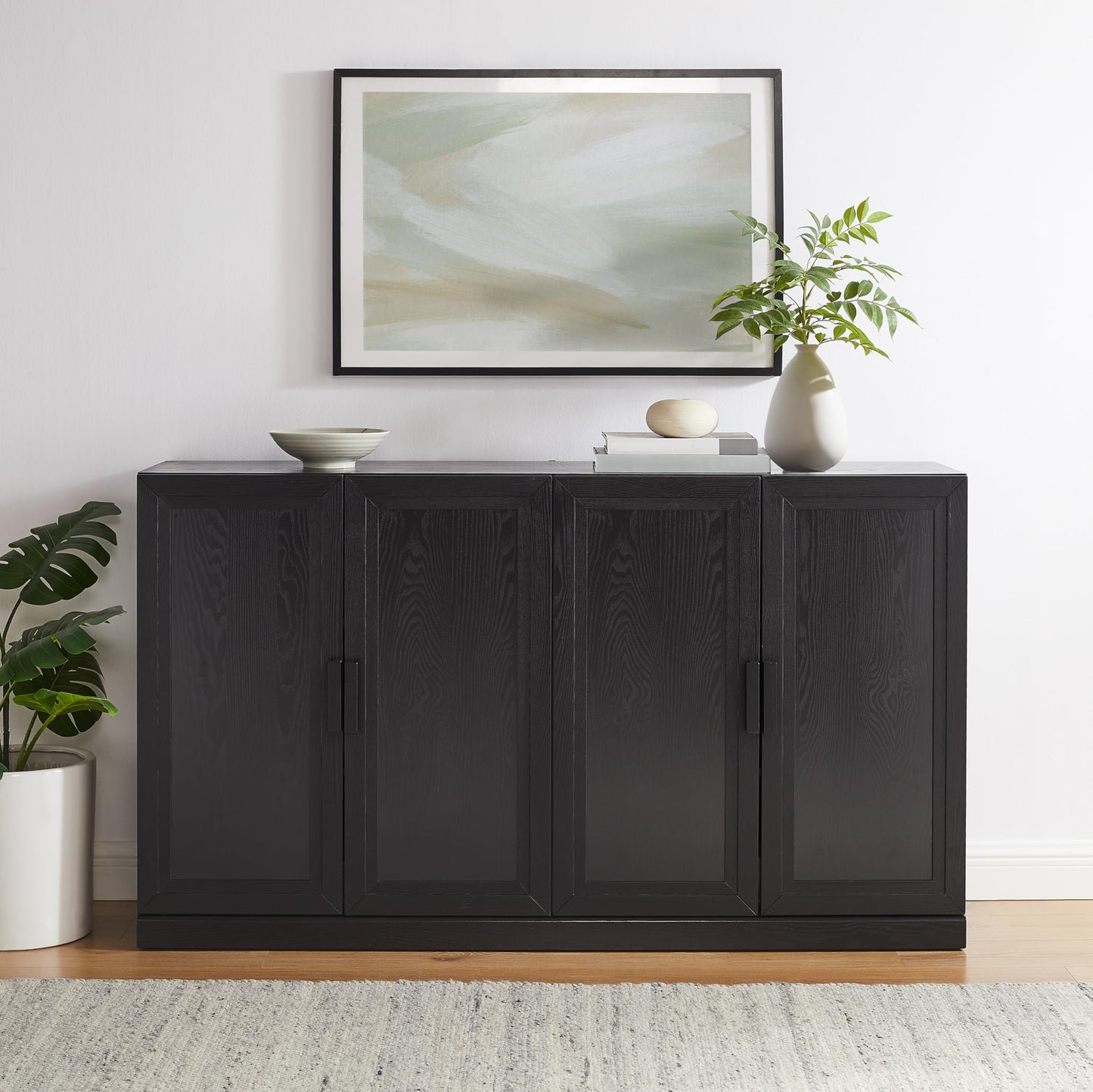 Crosley Furniture Essen Modern Sideboard Buffet Cabinet with Storage, TV Stand, Credenza, Black