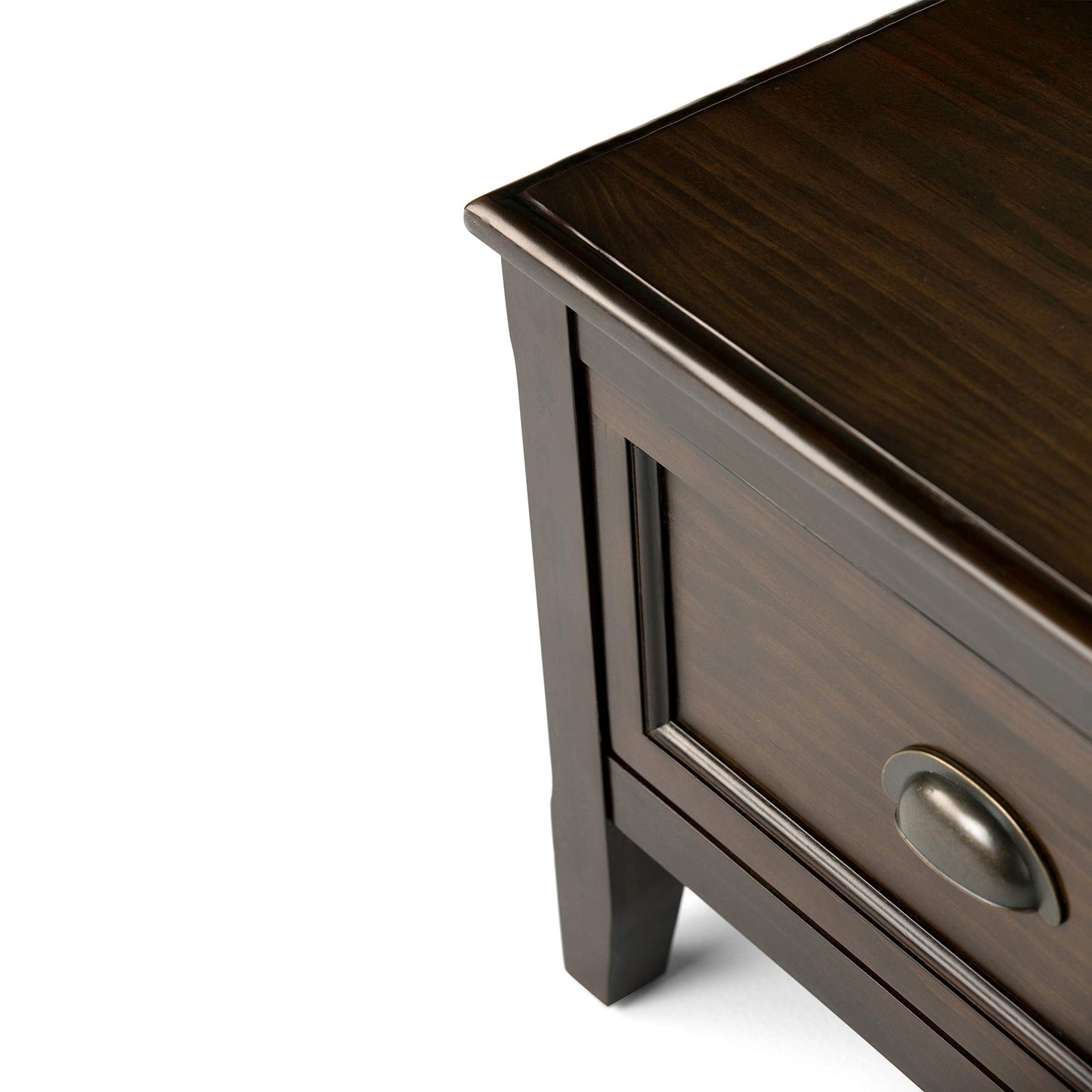 SIMPLIHOME Burlington Entryway Storage Bench - 42 inch Wide Solid Wood Storage Seat with Drawers in Mahogany Brown, Transitional Bench for Entryway or Living Room with Bronze Handles and Tapered Legs