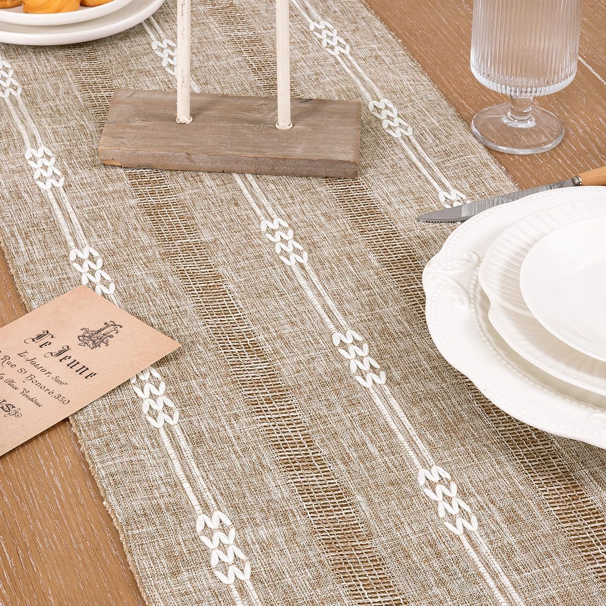 48 inches 13x48 inches Socomi Farmhouse Table Runner Macrame Woven Coffee Table Runner Cotton Rustic Fall