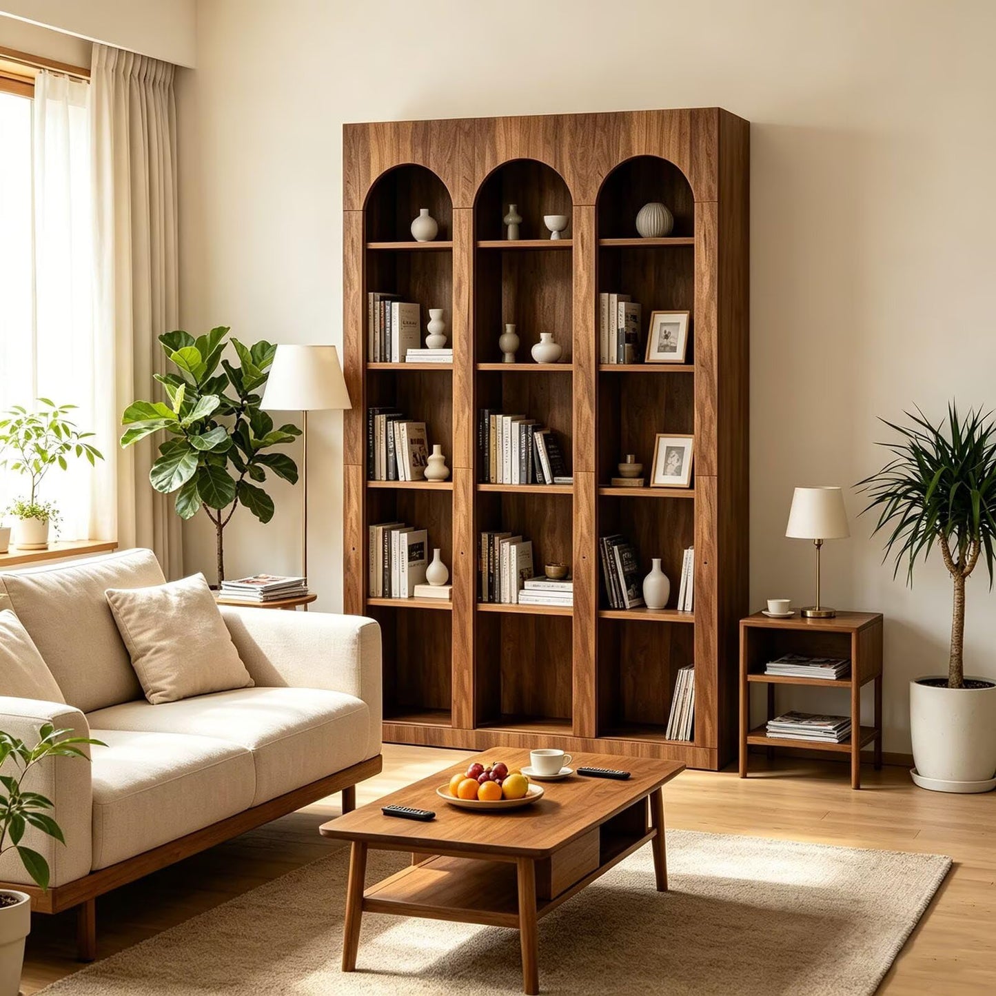 GTYLOPEE Arched 5-Tier Bookcase-Farmhouse Open Storage Bookshelf with 15 Cubbies Tall Freestanding Display Shelf for Living Room Home Office Bedroom(Black)