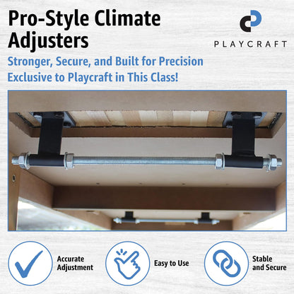 Playcraft Woodbridge Shuffleboard Table with Storage Cabinet - Shuffle Board Game Table Set with Matching Abacus, 8 Pucks, Brush & Wax (Made in USA) - Pro Style Climate Adjusters - Cherry - 16ft