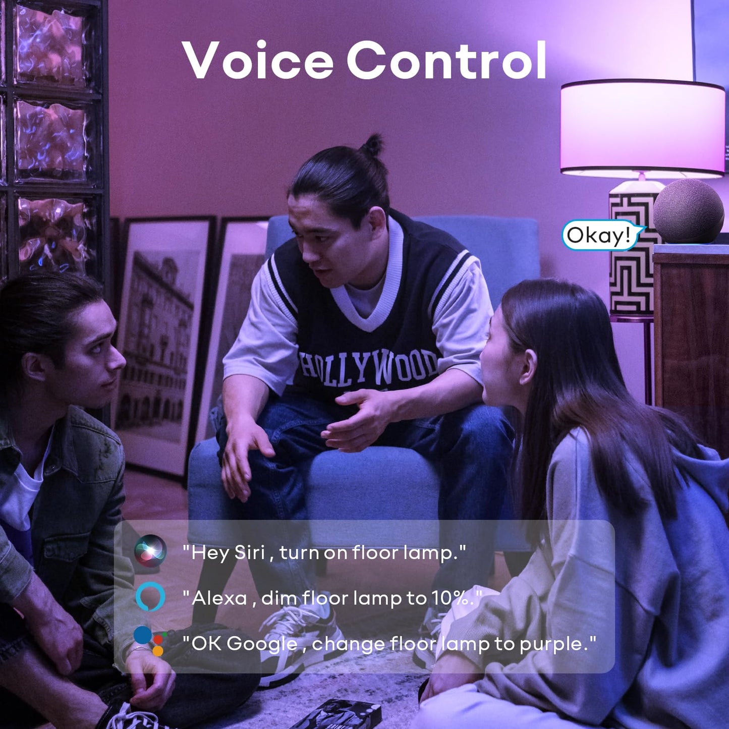 VOCOlinc Smart Light Bulb Works with Apple Homekit, Alexa, Google Home, Dimmable WiFi Smart Bulbs, 850 Lumens, E26 LED Smart Bulb 60 Watt Equivalent, A21, 2200K-7000K RGBW, 9.5W, 1 Pack