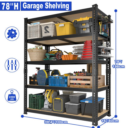 ZEUKMXOO 40''W Garage Storage Shelves, Storage Racks Shelving Units, Storage Shelves Heavy Duty, Adjustable Metal Shelves with 2 Pegboards for Basement, Warehouse, Pantry, Closet, Kitchen, 2200 LBS
