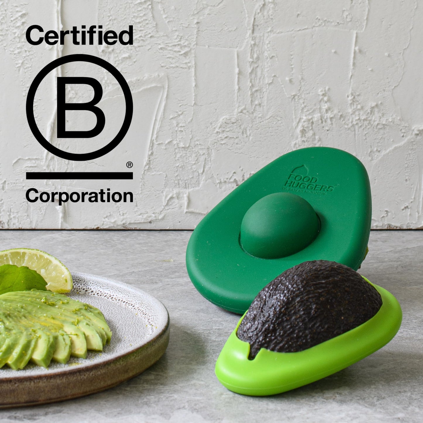 Food Huggers Avocado Huggers 2pc Silicone Reusable Avocado Savers with Pit Storage | BPA Free, Dishwasher Safe Holder | Large & Small Set