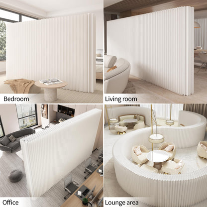 Paper Room Divider, Folding Privacy Screen Lightweight Stretchable Accordion Room Divider Wall, Portable Paper Wall Divide for Home, Office, Clothing Shop (White, L：158in x W: 17in x H：95in)
