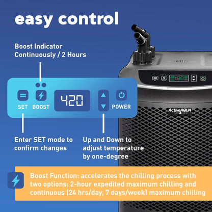Active Aqua 0.5 HP Water Chiller with Boost | Cold Plunge & Ice Bath Cooler | Rapid Digital Temp Control | Fresh & Salt Water, Hydroponics, Aquariums | 90–172 Gal (0.5 HP)