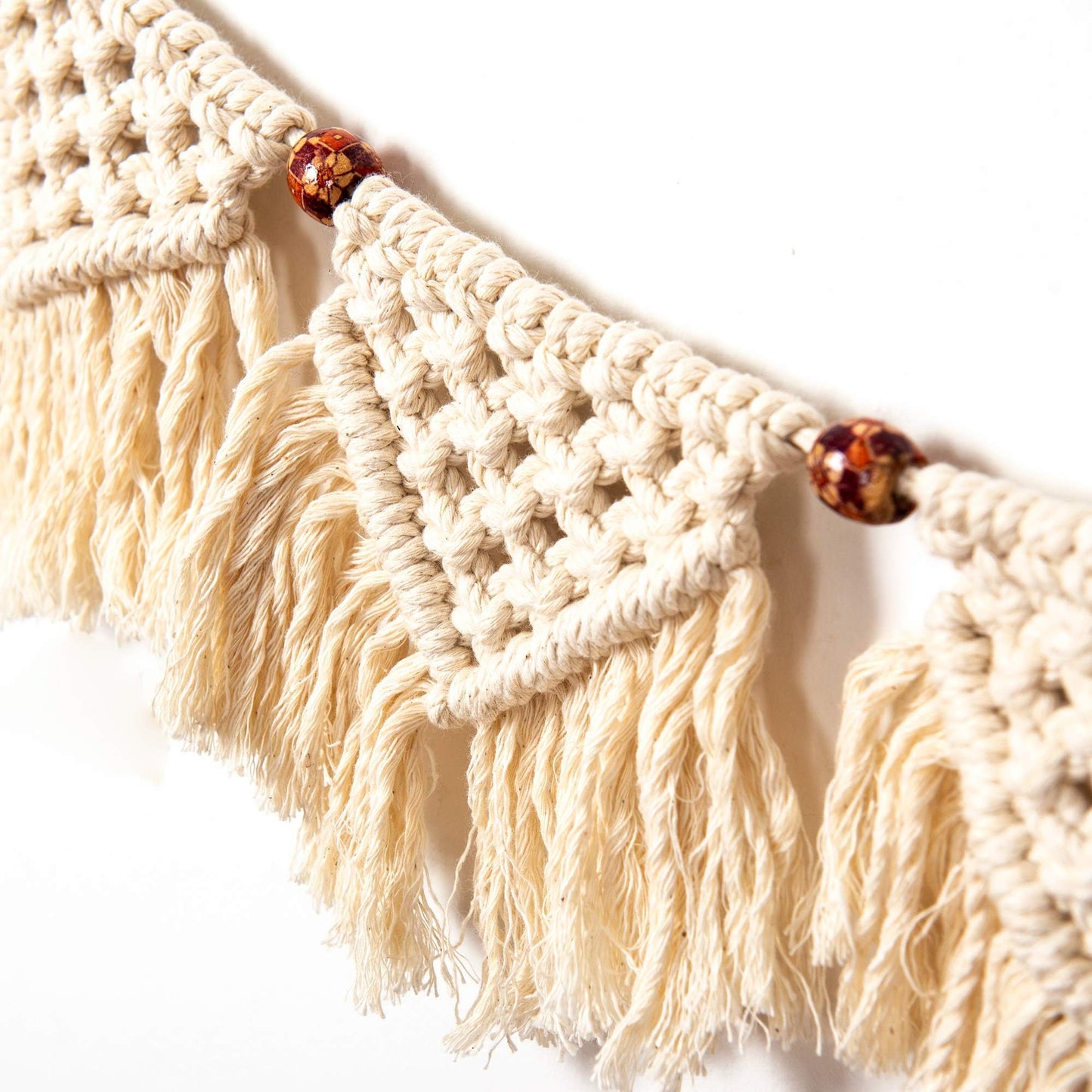 Eiyye Handmade Wall Hanging Fringe Panels Garland Banner Woven Tapestry Cotton Crochet Decor Macrame Bohemian Art Decor (7-flag x2)