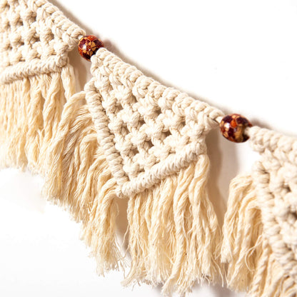 Eiyye Handmade Wall Hanging Fringe Panels Garland Banner Woven Tapestry Cotton Crochet Decor Macrame Bohemian Art Decor (7-flag x2)