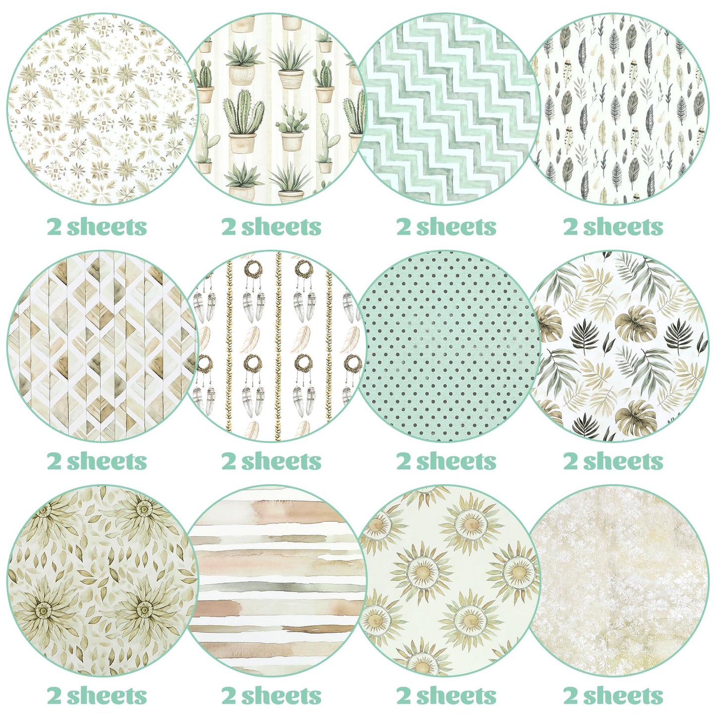 12x12 Inch Scrapbook Paper Beige Floral Patterned, 24 Sheets/24 Designs Double-Sided Print Craft Papers, Scrapbook Specialty Decorative Paper for DIY Album Decoupage Card Making Scrapbooking