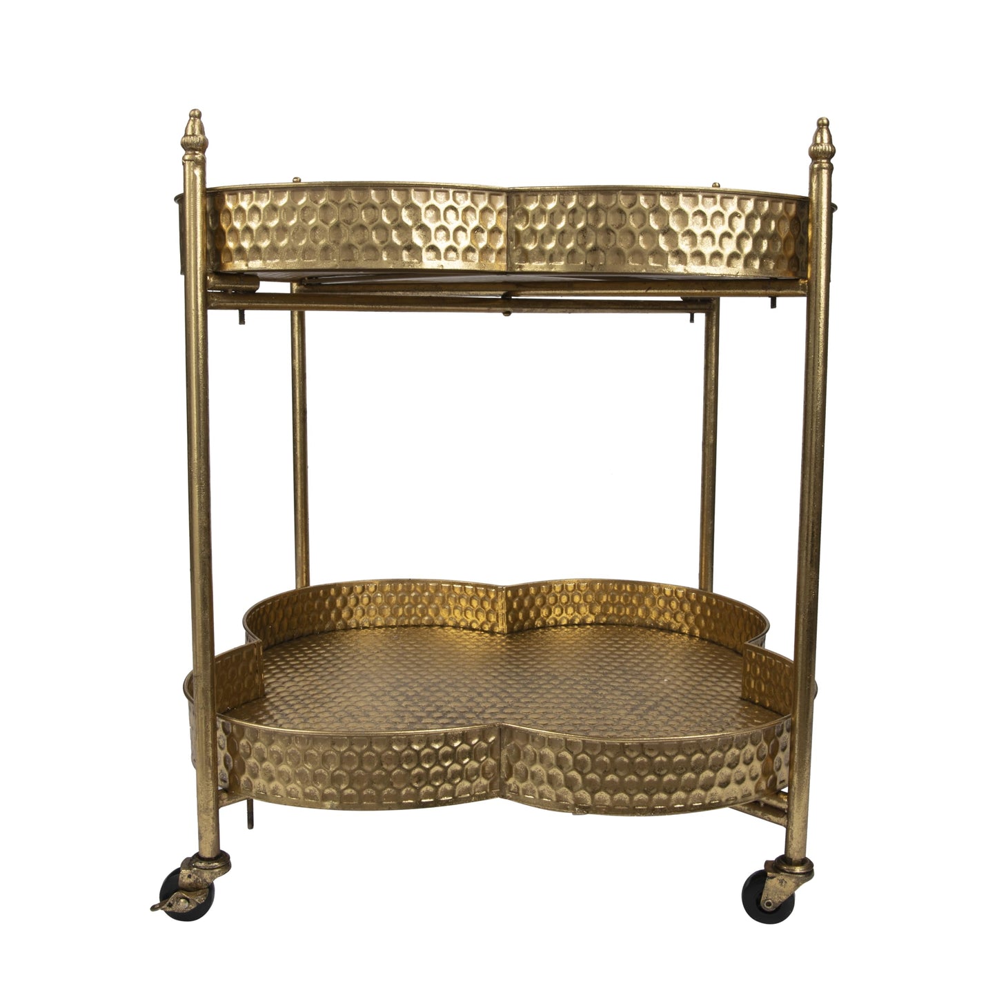 Metal Clover Shaped Bar Cart in Gold