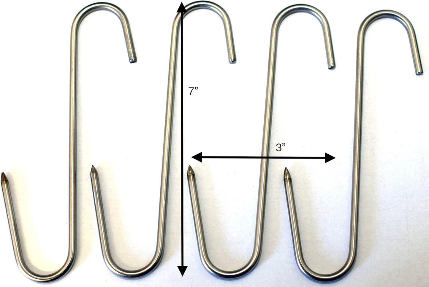 Stainless Meat Hooks, Smoker Hook, 7", 4 Pack