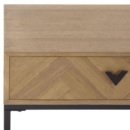 SAFAVIEH Couture Collection - Sherriandra Natural & Black Metal Console Table with 2 Drawers, Modern Accent (SFV3010A)