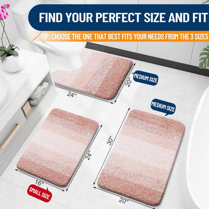 OLANLY Bathroom Runner Rug - Extra Soft Microfiber Mat, Quick Dry & Washable, 47x20 Inches, Peach