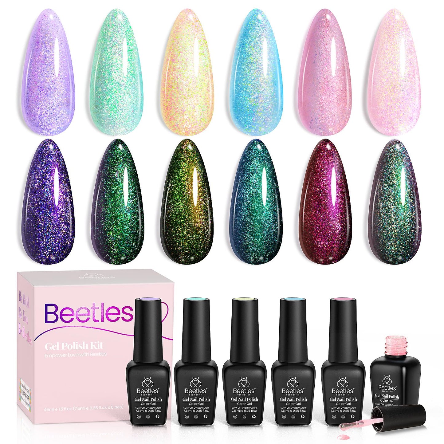 Beetles Jelly Gel Nail Polish Set, 6 Colors Milky White Nude Pink Brown Sheer Gel Polish Kit Nail Concealer Translucent Effect Soak Off Uv French Nail Art Gift for Women Ultimate Monochrome Collection