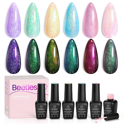 Beetles Jelly Gel Nail Polish Set, 6 Colors Milky White Nude Pink Brown Sheer Gel Polish Kit Nail Concealer Translucent Effect Soak Off Uv French Nail Art Gift for Women Ultimate Monochrome Collection