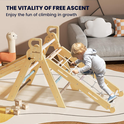 BlueWood 8 in 1 Pikler Climbing Set Indoor Arch Toys for Toddlers 1-3 Years