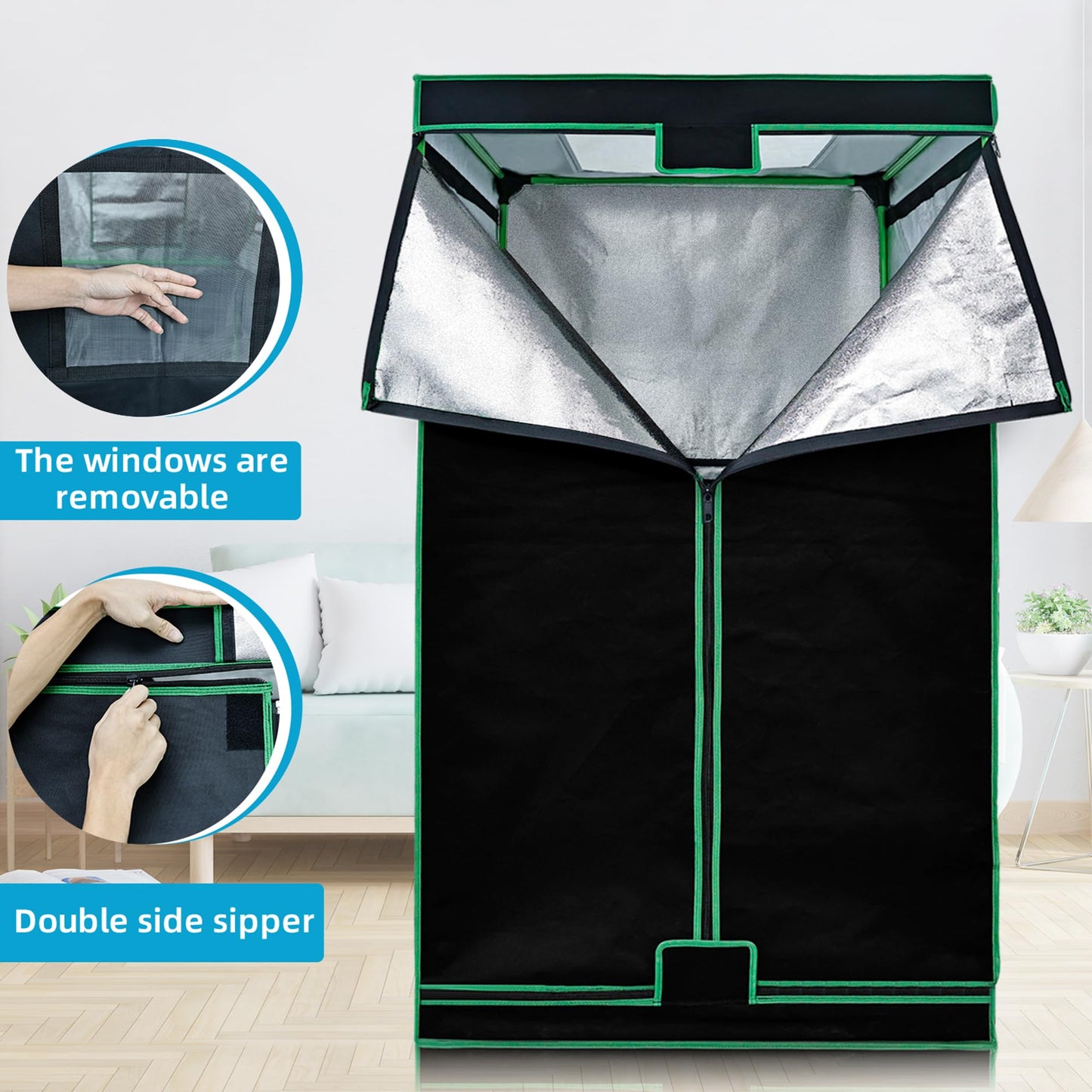 UTK Far Infrared Sauna, Full Size Portable Sauna with Natural Jade for Home Spa, One Person Infrared Sauna with Tourmaline Heating Foot Pad and Portable Sauna Chair for Relaxation Detox (104℉-141℉)