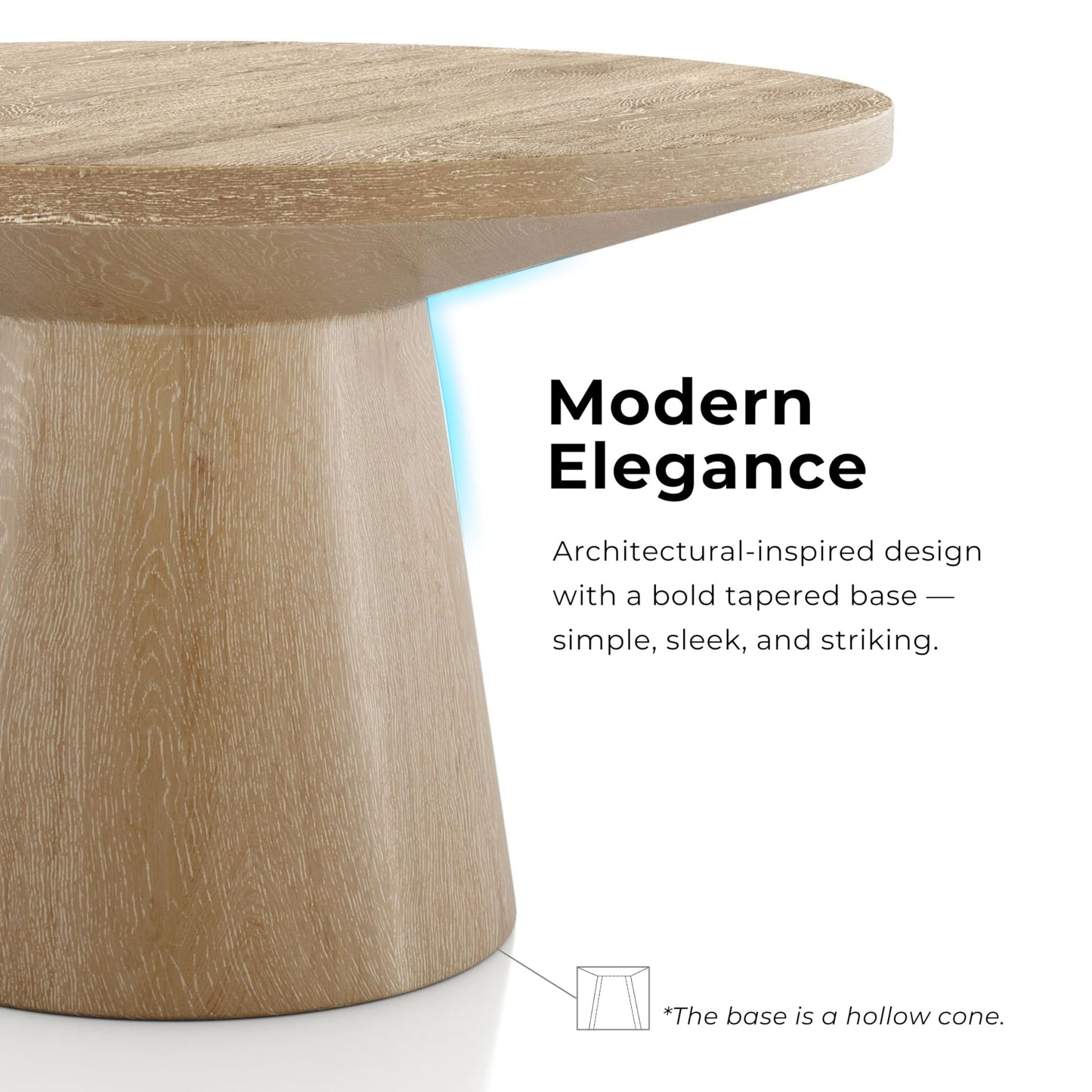 Furniture of America Lestara Modern Solid Wood 29-inch Round Coffee Table with Cone-Shaped Pedestal Base, Living Room Furniture for Small Space, Home Office, Oak