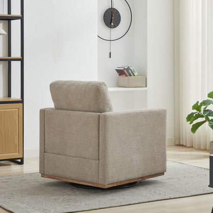 KEIKI 360° Swivel Club Chair with Backrest Pillow, Accent Square Single-seat Armchair Upholstered Sofa for Reading, Nursery, Living Room, Bedroom, Lounge, Hotel