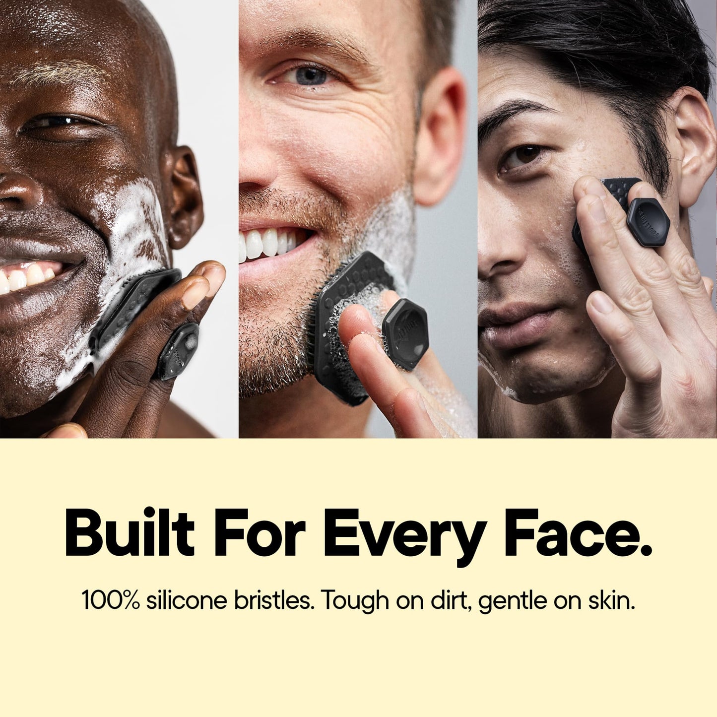 TOOLETRIES Men's Face Scrubber - Premium Silicone Facial Cleansing Brush, Gentle Exfoliator Pad & Soft-Touch Massager - Removes Dead & Dry Skin - Long Lasting Shower Accessories - Sand
