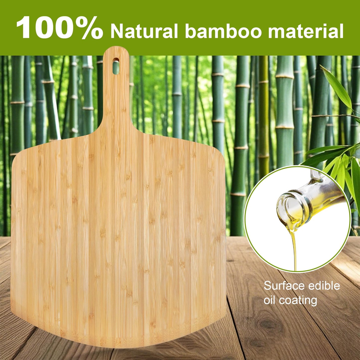 TUOCON Pizza Peel 12 inch 2 pack Bamboo Wood Pizza Paddle Pizza Peels Pizza Server for Ooni Oven Accessory Pizza Spatula Baking Homemade Cheese Bread Turner Pizza Pre board Pizza Tools Gift