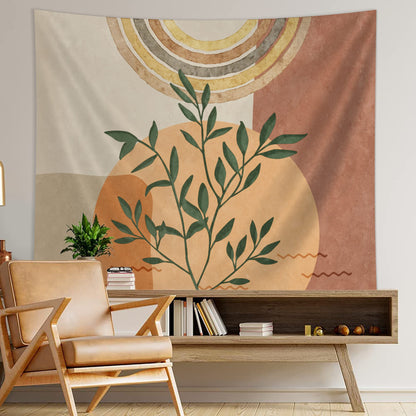 SUOTEMEIFEI Boho Plant Art Tapestry,retro Plants Tapestry Sunset Landscape Abstract Aesthetic Wall Bedroom Living Room Decor College Dorm Wall Hanging