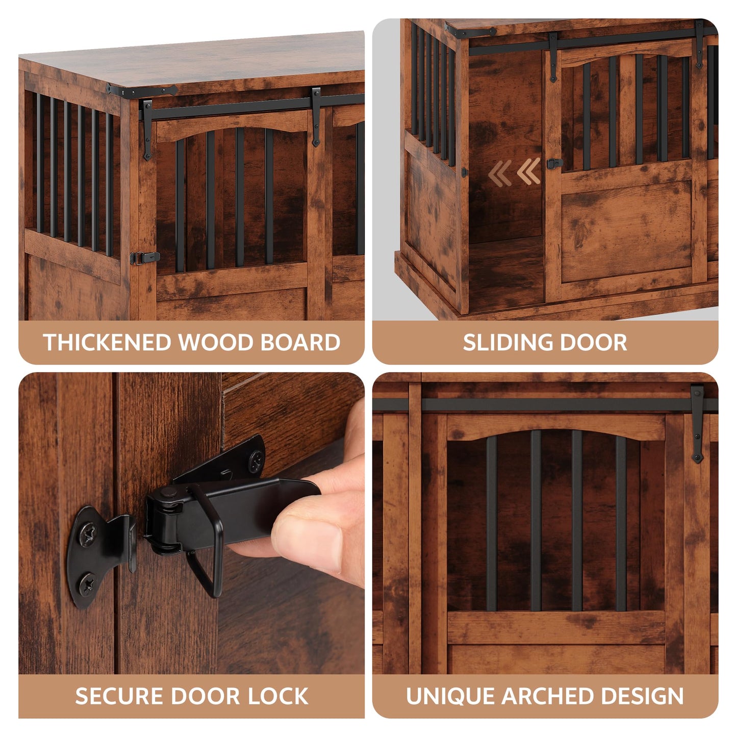 Homiflex Double Dog Crate Furniture with Barn Sliding Doors, 72" Large Dog Kennel Furniture Indoor with Divider for 2 Medium Large Dogs, Heavy Duty Wooden Dog Cage Decorative TV Stand, Brown