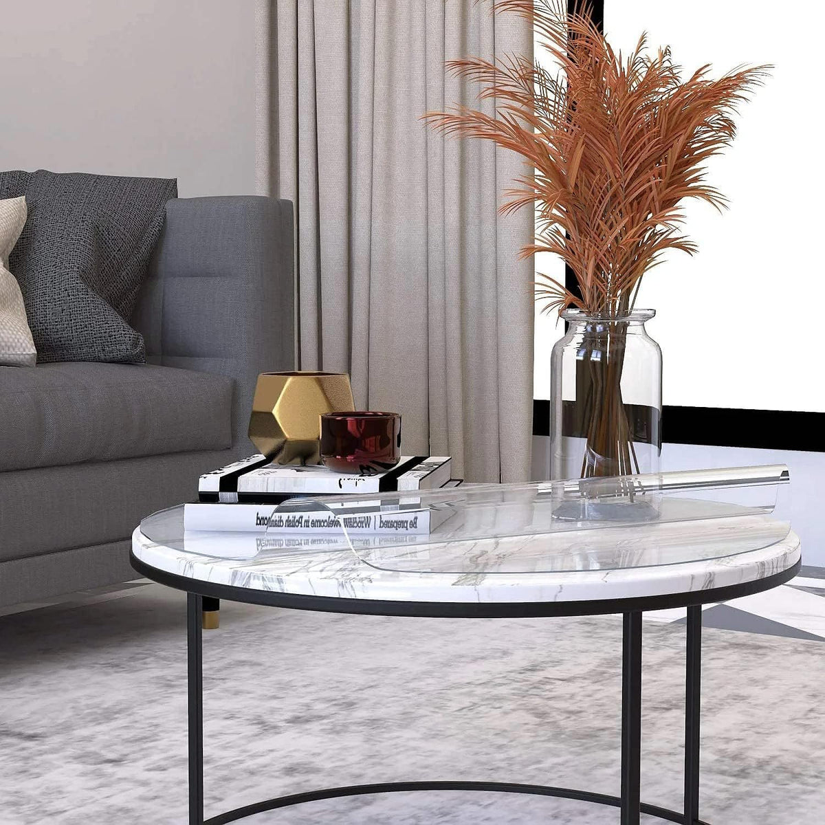 12 Inch 2mm NECAUX Round Clear Table Cover Protector, Thick Upgraded Version, Unshrinkable Waterproof Oil Proof Plastic
