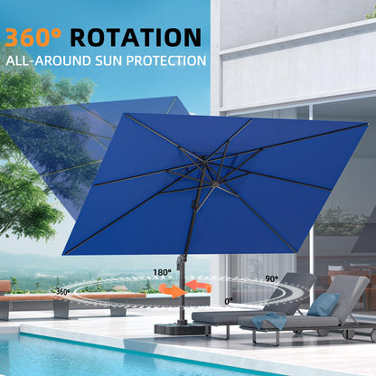 ORYNTREX 10' X 13' Outdoor Patio Umbrella Large Rectangle Cantilever Umbrella Heavy Duty 360°Rotation Offset Umbrella for Garden Deck Pool Patio,Navy Blue