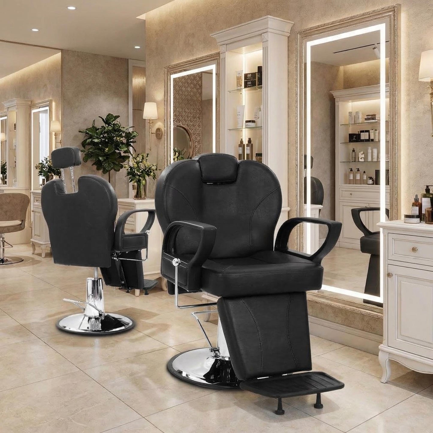 Hair Salon Chair - Heavy Duty Hydraulic Reclining Barber Chair with 142° Tilt, 360° Swivel & Adjustable Height, Max Load 330 Lbs Salon Chairs for Hair Stylist, Barber Chairs for Barbershop Spa Home
