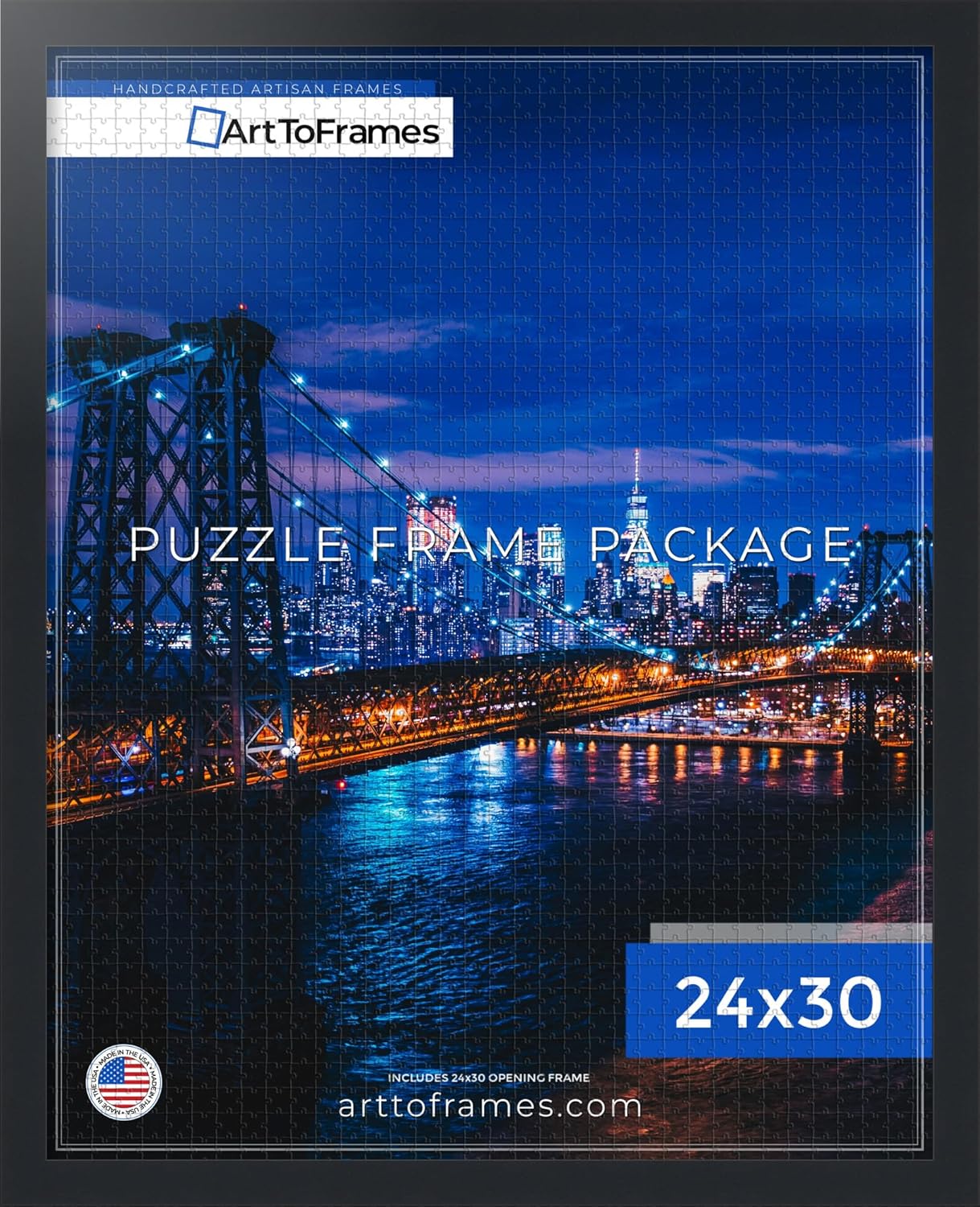 24x30 INCH/61x76.2 CM 1000 1.25 Inch (PuzzleFRBW72079-24x30) ArtToFrames Black Frame for Piece Puzzles.This Custom MDF
