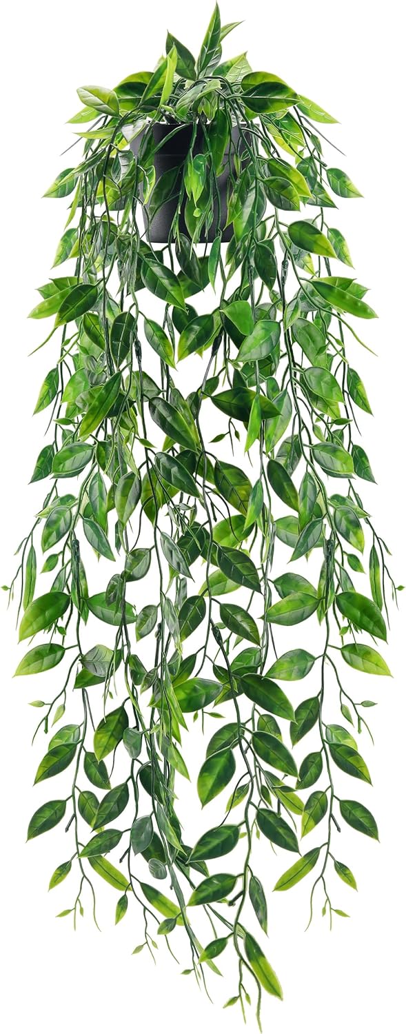 1Pcs Der Rose Small Fake Hanging Plants Artificial Pea Pod Faux Hanging Plants Indoor for Home Room Shelf Bookshelf