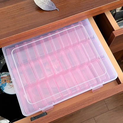 Forever bene Small Clear Plastic Bead Storage Containers-Pink Plastic Box-30Pcs Craft Storage Box with Hinged Lid, 1sheet Labels, Mini Boxs for Jewelry Making, Diamond Art, Crafts, Small Parts