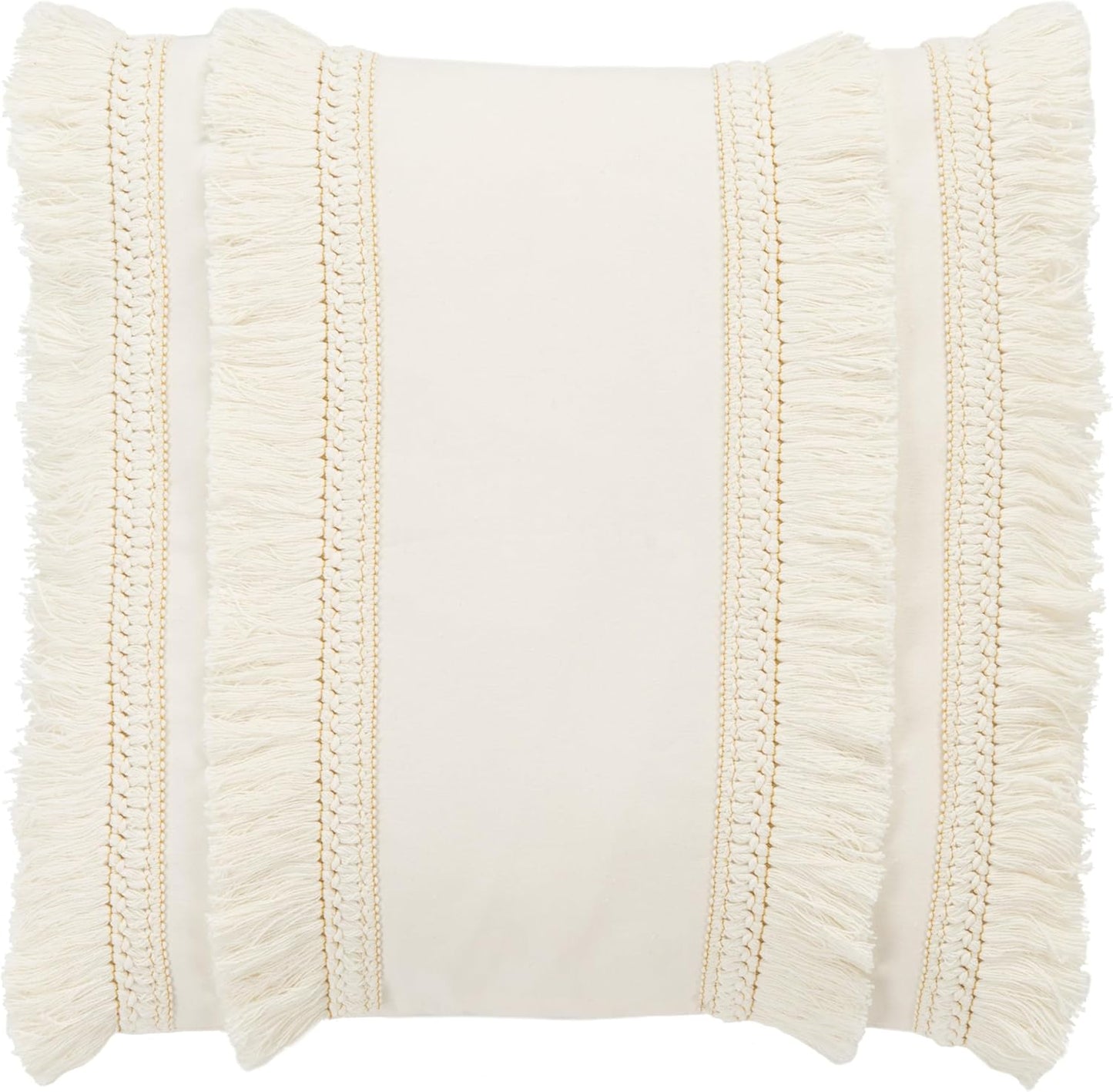 16-inch PLS7142A-1616 Safavieh Home Collection Grema Boho White Fringe Decorative Accent Pillow