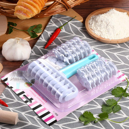 Boao Fondant Ribbon Cutter Wheel Roller Mold Dough Lattice Cutter 4 Different Gears Embosser Set Noodle Dough Roller Pastry Tools for Pie Baking